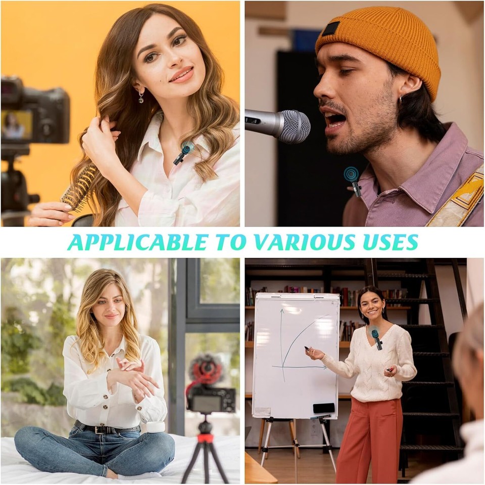 2Pack Wireless Lavalier Microphones for iPhone 14 13 12 XS XR X 8 7 Pro