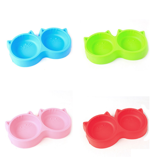 Pet Double Bowls Creative Easy To Clean Bowl Pet Food Water Feeder Dog Cat Bowl 