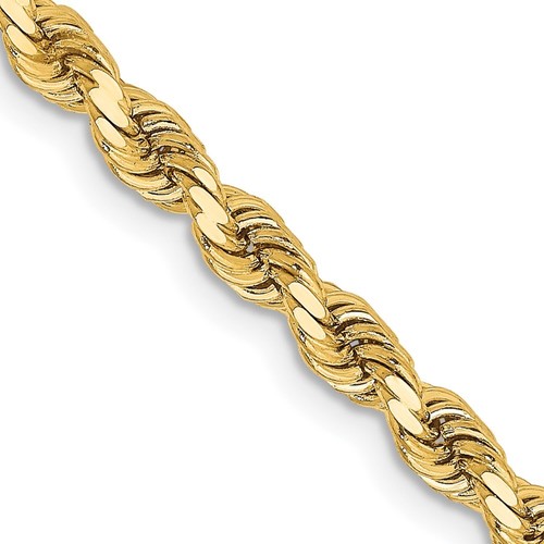 Real 14kt Yellow Gold 20 inch 1.1mm Baby Rope with Spring Ring Clasp