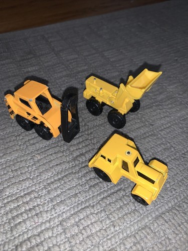3 gelb/orange Vintage Maisto Baufahrzeug Spielzeug