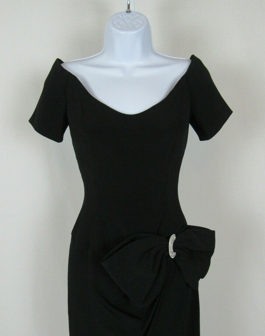 VTG 1980s MORTON MYLES BLACK COCKTAIL DRESS SIZE … - image 8