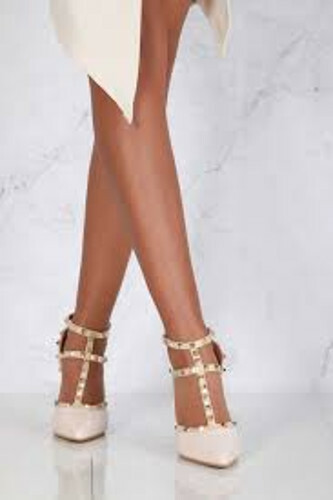 DAMEN NIETEN RIEMCHEN HOHER ABSATZ SPITZ ZULAUFEND ABEND PARTY SCHUHE GRÖßEN 3-8 UK - Bild 6 von 13