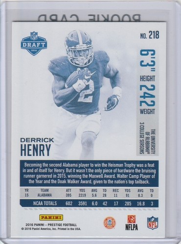 DERRICK HENRY Alambam Crimson Tide 2016 PRESTIGE ROOKIE CARD Titans Football RC! - Picture 2 of 2