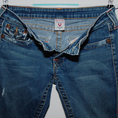 True Religion Distressed Joey Flare Denim Jeans Womens Size 28
