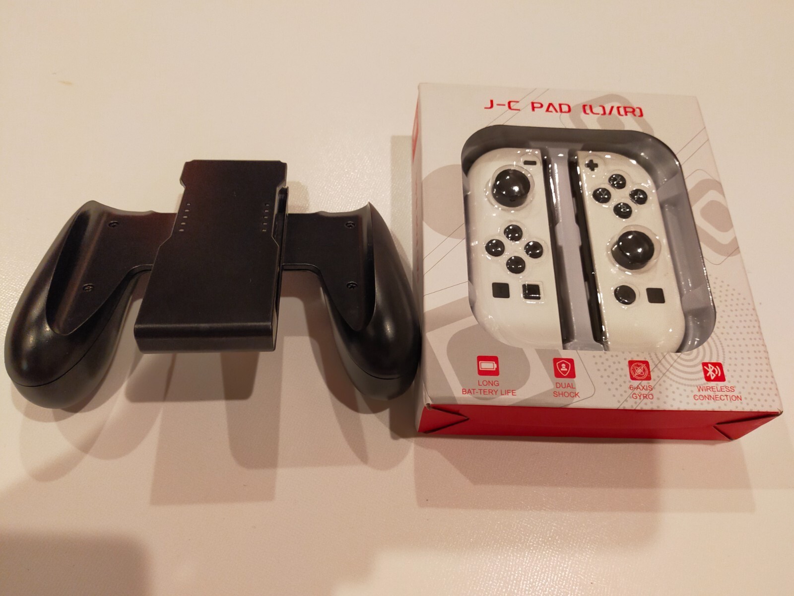 Nintendo Switch Controller with Dual Vibration White and Grip Handle Bracket