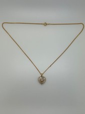Gold Diamond Heart Pendant Necklace 18"