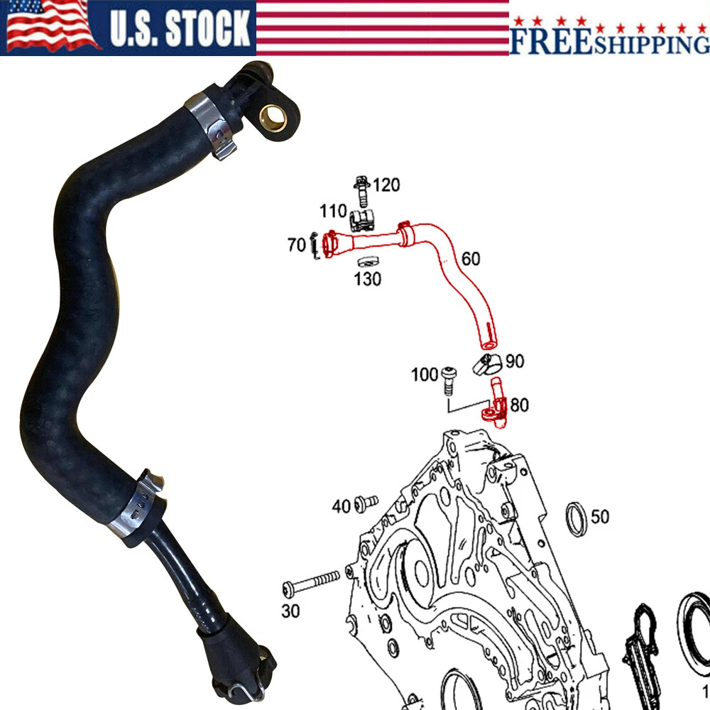 Oil Crankcase Breather Pipe w/Connection & Clamp for Mercedes Benz  