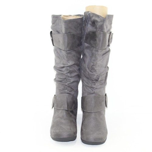 JOURNEE COLLECTION womens Jester mid calf boots shoe size 7.5 M gray fabric NEW - Picture 4 of 6