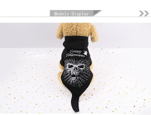 Halloween Mascota Perro Paño Calavera Disfraz Divertido Disfraz Cálido Sudadera con Capucha Ropa de Invierno - Imagen 3 de 7