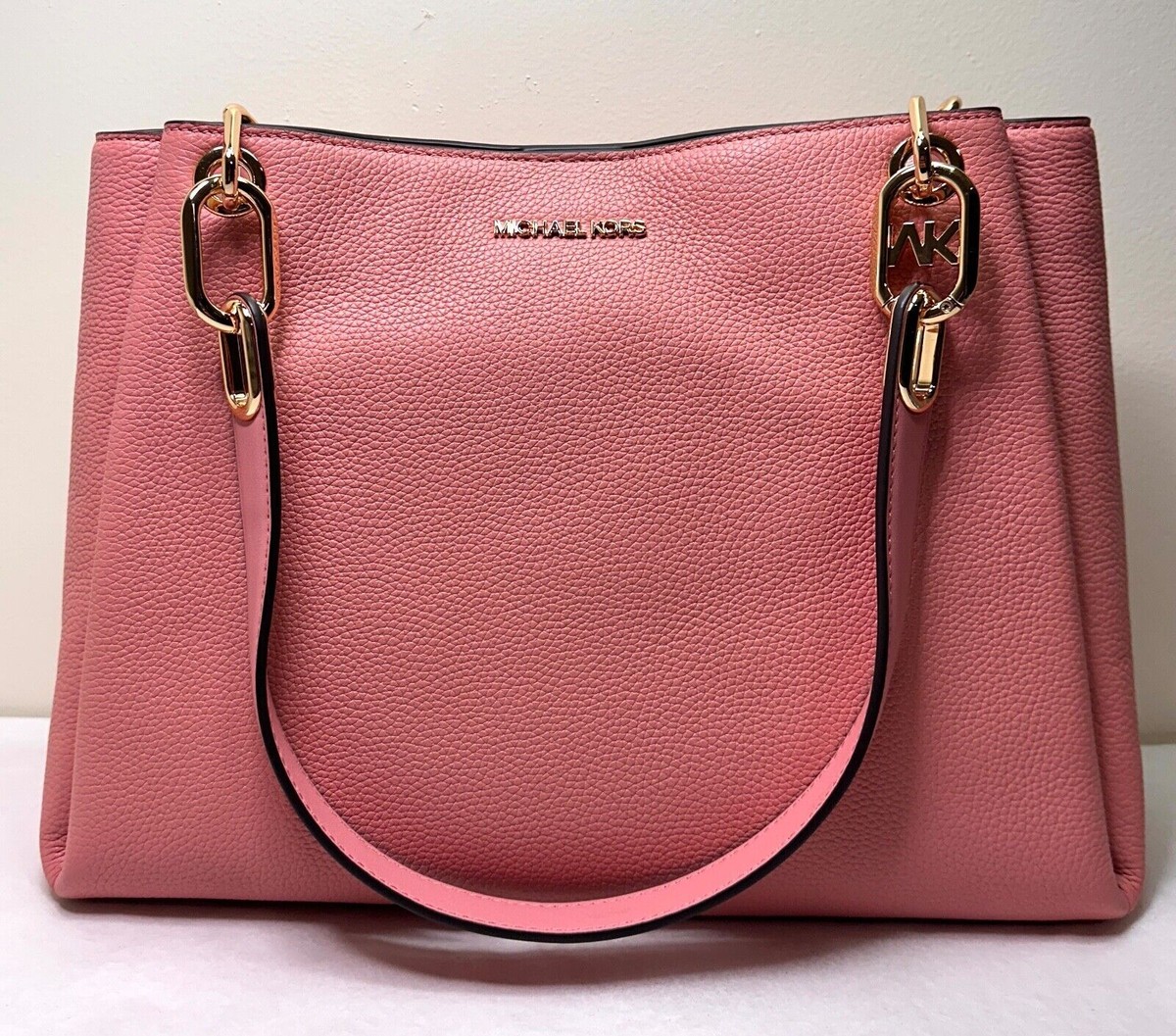 Michael Kors Trisha Pebbled Leather Large Shoulder Bag Purse | eBay