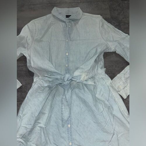 Abito Lauren Ralph Lauren chambray manica lunga cravatta davanti taglia 12 - Foto 3 di 9