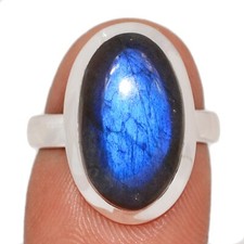 Natural Labradorite - Madagascar 925 Sterling Silver Ring Jewelry s.6.5 CR70066