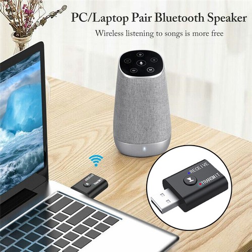 Bluetooth 5.0 2in1 Transmitter Receiver Car Wireless Audio Adapter USB 3.5mm Aux - Picture 4 of 17