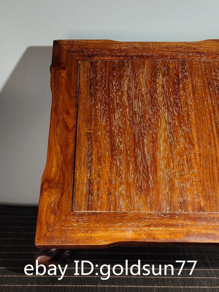Mesa cuadrada de diez mil palabras de madera Huanghuali antigüedades chinas raras de 12,4"" Foto 2 de 4