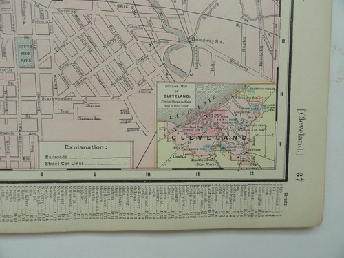 1895 Antique Map of Cleveland Ohio OH Vintage Atlas Page - Picture 4 of 4