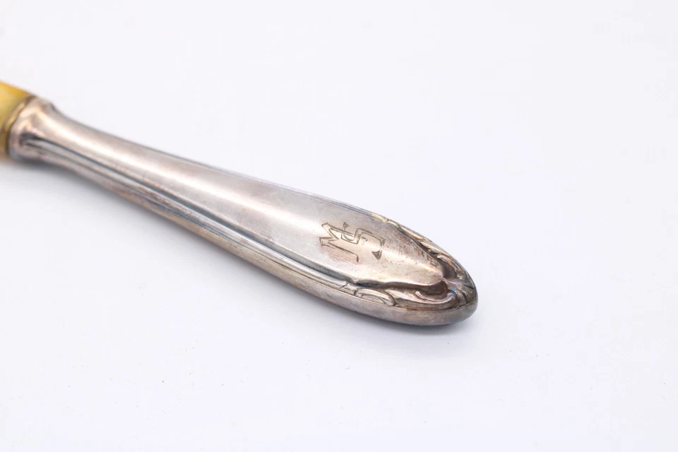 6x BSF 90 Obstmesser versilbert Messing MS Monogramm Vintage antik Länge 16,5 cm - Bild 3 von 4