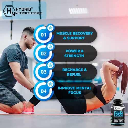 Aminoácidos Nutra BCAA, 3000 mg sin azúcar preentrenamiento sin ceatina, no transgénicos - Imagen 3 de 9