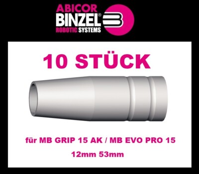 10 STÜCK BINZEL Gasdüsen konisch 12 mm 53 mm für MB GRIP 15 AK / MB EVO PRO 15