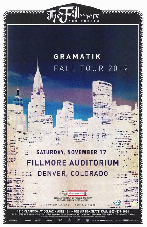 Denver 2012 Fall Tour Concert Poster Electronica Fillmore