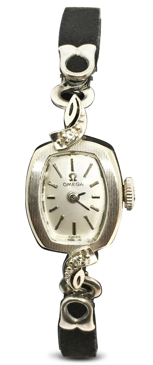 Omega 14k white gold ladies watch vintage hot sale