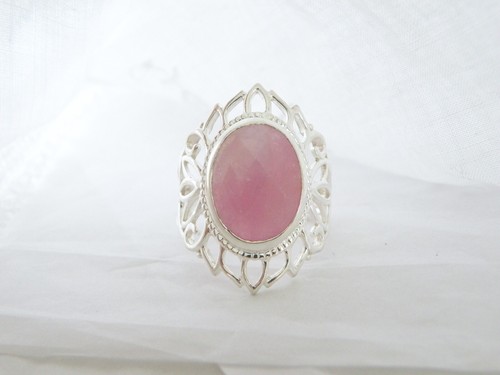 Sterling Silver 925 Pink Opal Doublet Filigree Ring Size 10 - Picture 8 of 8