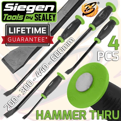 SIEGEN Pry Bar Set With Protective Handle Guard HEAVY DUTY JEMMY CROW PRY BARS