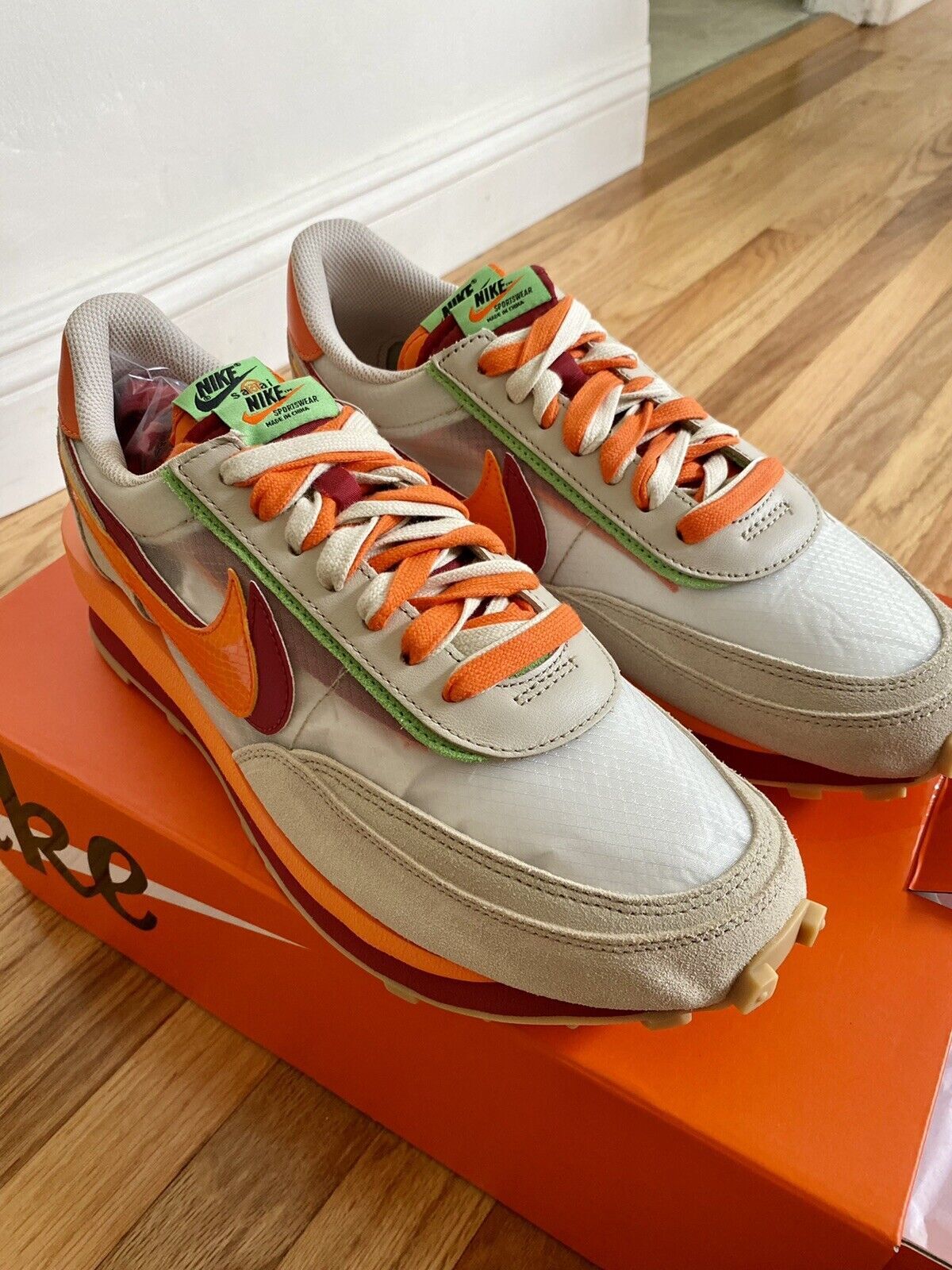 SACAI X NIKE Nike LD Waffle x Sacai x Clot Orange Blaze DH1347 100 taglia 8 nuove di zecca