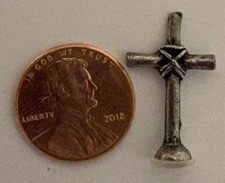 Vintage Miniature Pewter CROSS Figurine RELIGIOUS