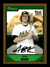 2007 Bowman Draft Picks Gold Script #BDP1 TRAVIS BUCK (RC) Oakland Athletics