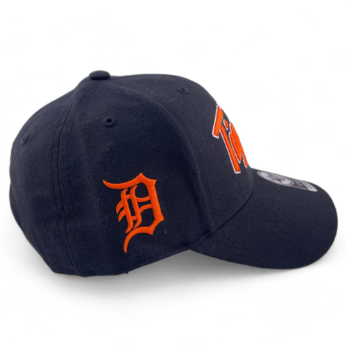 Cappello Berretto '47 Marca Detroit Tigers MLB Scritta Logo Patch Laterale Blu MVP Regolabile - Foto 2 di 7