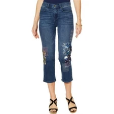 DG2 By Diane Gilman Women's Jeans Classic Stretch Embroidered, Indigo, 2
