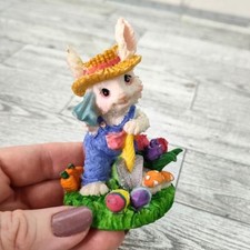 Easter Bunny Gardening Resin Figurine 3" Home Decor Decorative