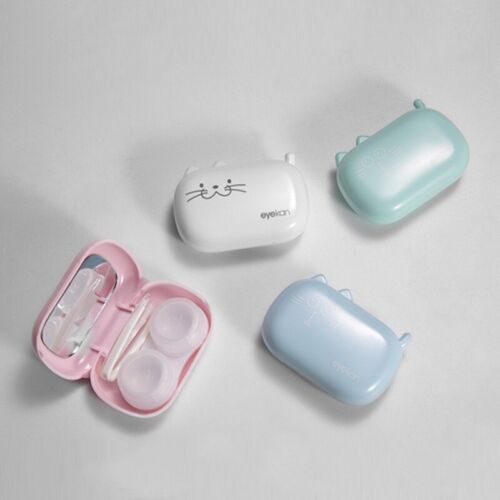 4 Pack Cute Cat Contact Lens Case Travel Kit Storage Box Mirror Tweezers Remover - Picture 2 of 4