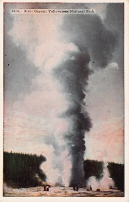 Yellowstone Park Volcano Giant Geyser Eruption Firehole River Vtg Postcard B27