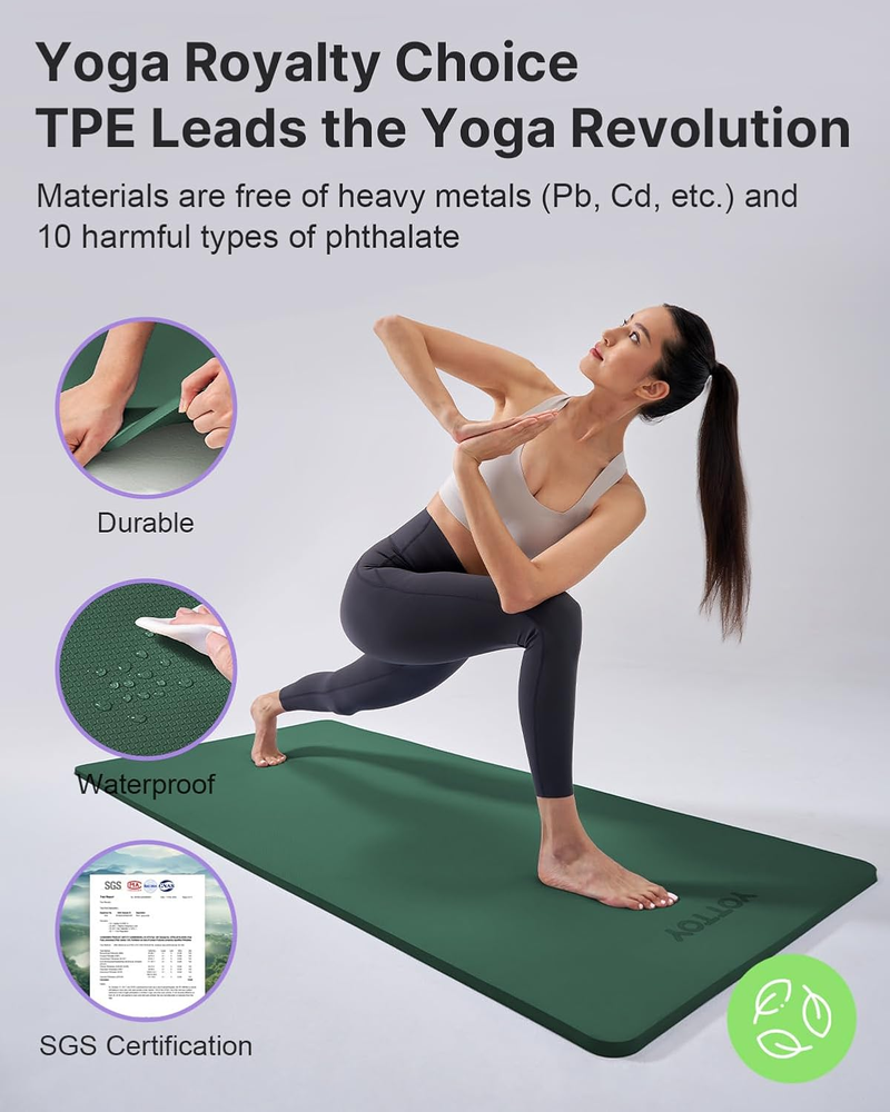 Extra Thick 1/2 Inch Non-Slip TPE Yoga Exercise Mat Professional