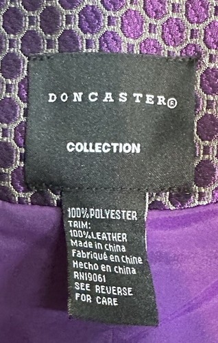 Doncaster *RARE* Snap Front Purple Gold B-Hive Black Chic Leather Trim Jacket 20 - Picture 7 of 11
