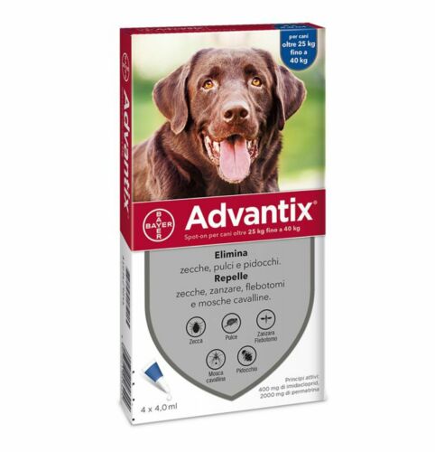 ADVANTIX Antiparassitario Spot On per cani contro pulci zecche e zanzare 4 FIALE - Foto 5 di 6