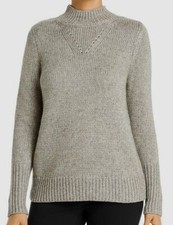  698 Elie Tahari Womens Green Mock-Neck Long Sleeve Metallic Wool Sweater Size L