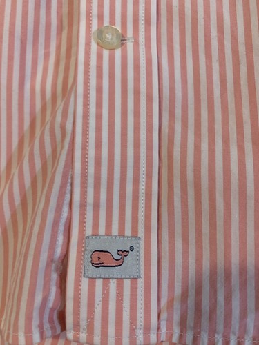 SZ Medium Vineyard Vines Shirt Button Down,Pink/ White Pinstripe Crisp Cotton - Picture 2 of 17