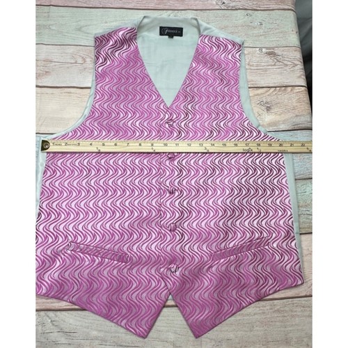 Ferrecci Int. Men's Pink Grey Swirl Vest Bow Tie and long tie Set Size Large NEW - Picture 4 of 7