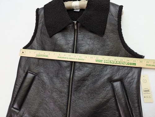 No Boundaries Women's Vest Faux Leather Sherpa Lined Size L-XL Black NEW - Picture 6 of 12