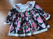 vtg bryan co toddler girls 2T floral large collar prairie dress
