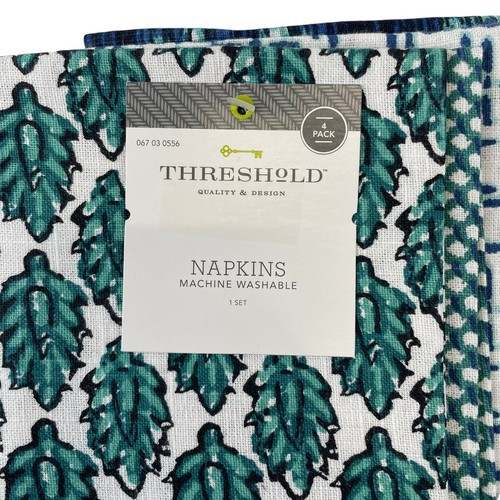 Servilletas de tela estampadas azul verde umbral nuevas con etiquetas 100 % algodón 20"x20” 8 en total - Imagen 6 de 7