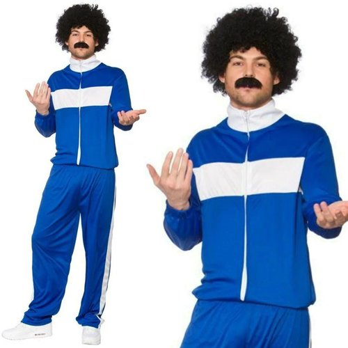 1980s Shell Suit Mens Costume Scouser Tracksuit Outfit Retro Fancy Dress Outfit - Picture 1 of 6