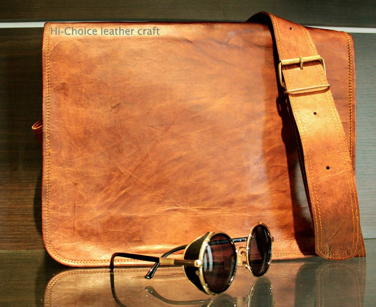 Briefcase Men's Vintage Leather Satchel Messenger Bag Genuine Laptop