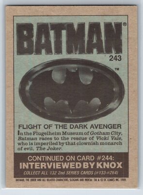 バッドマントランプ 1989 Topps Batman Flight of the Dark Avenger #243 | eBay
