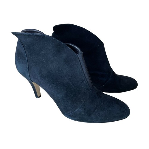 Adrienne Vittadini "Thomas" Booties Sz. 8 Black Suede Slip On Heel Shoe - Picture 3 of 12