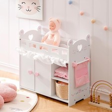 Robud Baby Doll Beds Wooden Baby Doll Crib Rabbit with Storage Bedding Furniture