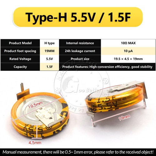 Condensadores Farad 5.5V 0.022F a 5.0F Supercondensadores Tipo-C/Tipo-H/Tipo-V - Imagen 35 de 37