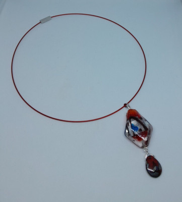 Murano Halsreif Torque Rot Stahl Unikat Kreation